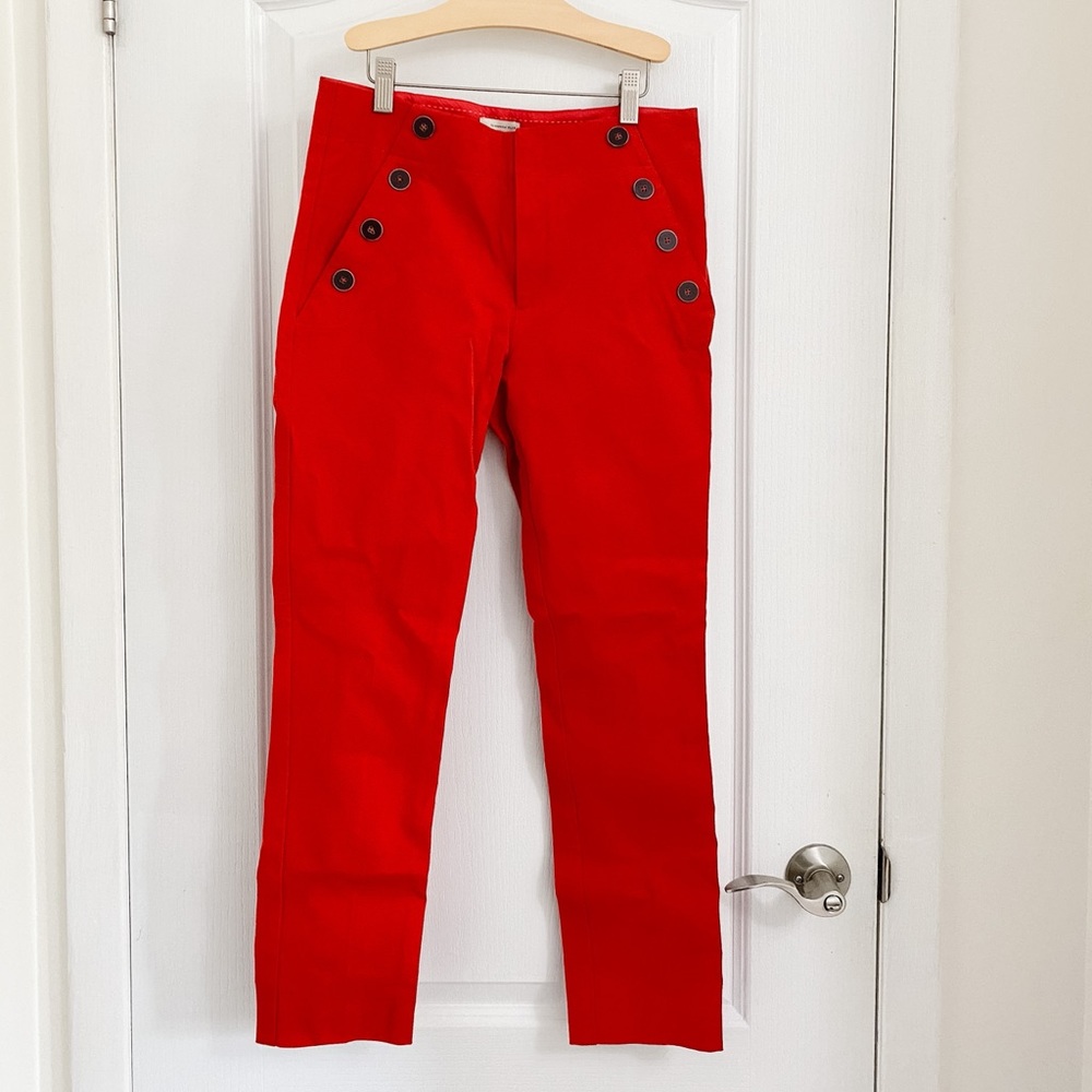 Anthropologie Red Cropped Sailor Pants